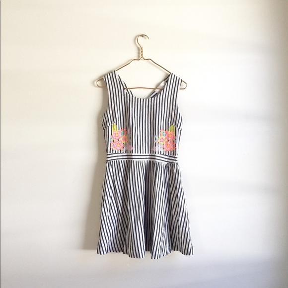 Anthropologie Dresses & Skirts - JOA Anthropologie Striped Lace Embroidered Dress